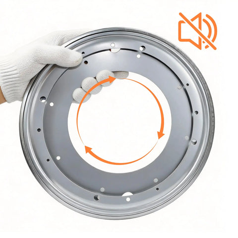 Person holding Heavy Duty Lazy Susan Bearing 8 Inch Turntable Hardware 400 Pound Capacity Zinc Plated For Smooth Rotation