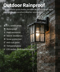 Black Outdoor Wall Lights Set Waterproof Patio Sconces Crafted From Rust Resistant Die Cast Metal And Tempered Wave Glass in rain