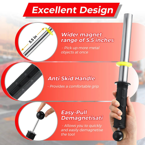Magnetic Pickup Tool Wand With Release Handle For Nails Screws Metal Shavings And Scraps Quick No Fuss Cleanup Wave On Grab Reusable Chip Collector Magnet For Easy Metal Cleanup In Workshops And Garages