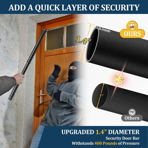 Installing Three In One Door Security Bar For Doors Windows And Sliding Patios with heavy metal rod and 2.8 inch non-slip base