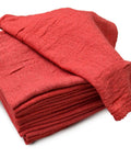 Stack of Premium Red Cotton Shop Towels Industrial Grade Tough As Nails Heavy Duty Highly Absorbent Reusable And Durable 10 X 12 Inches