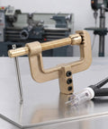 Super Durable Welding Ground Clamp With Brass And Plastic Build For Home Or Field Jobs, Thick Contact Design on a steel surface.
