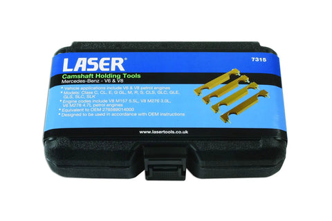 Premium Camshaft Holding Tool Set For Mercedes Benz V6 And V8 Gas Engines M276 M278 M157 in a durable storage case.