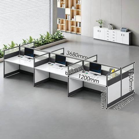 No Nonsense Slick Modular Office Cubicle Workstation Desk Featuring Heavy Duty Tempered Glass Screens And Rapid Usb Power Port Coupled With Rolling Storage Cabinet Built For Dedicated Team Hustles in a spacious office layout.