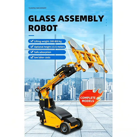 Heavy Duty Badass Glass Panel Installation Robot Constructed To Seamlessly Hoist And Set Window Assemblies with six suction cups.