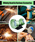 Compact Dual Wheel Bench Grinder With Electric Knife Sharpening Station And Safe Eye Shields For Slick DIY Projects Tough Metal Shaping and No Sweat Precision Finishing used in metal polishing and rust removal.