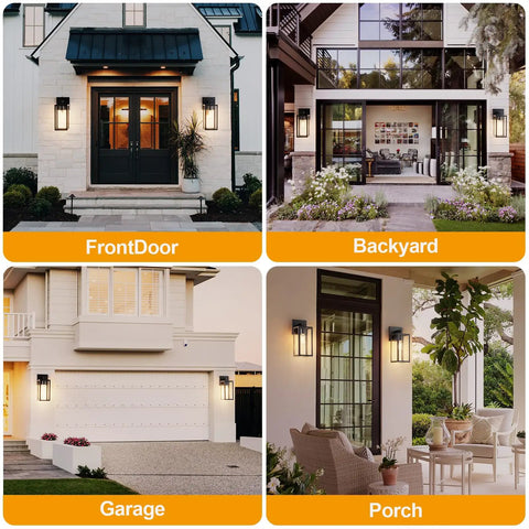 Slick Matte Black Outdoor Wall Sconce With Clear Glass And Rock Solid Frame For Front Door waterproof lighting by entryway.