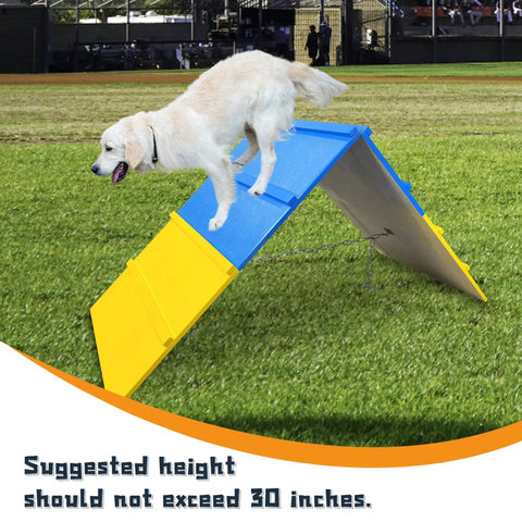 Dog Agility A Frame Training Equipment for Backyard Park and Home Yard Practice with yellow and blue panels