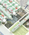 Four Piece Erasable Gel Pens With Retractable Cat Cartoons 0.5mm Black Ink Green Cat Pattern Cute Kawaii Style Writing Pens