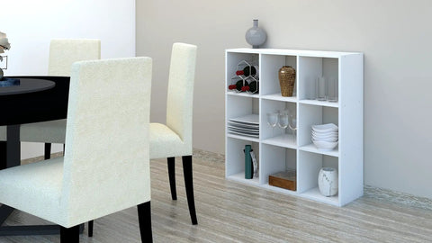 DIY Cube Organizer Shelf With Nine Cubes For Bedroom Living Room And Home Office In White Made In USA Easy To Assemble Sturdy Modular Storage