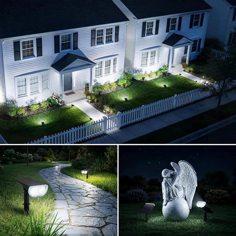 Outdoor Solar Lights Waterproof IP67 3 Lighting Modes Auto On Off 2 In 1 Solar Landscape Light illuminating yard and pathway