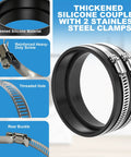 All In One Thickened Silicone Dryer Vent Seal Kit with two stainless steel clamps close-up.