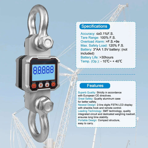Beefy Heavy Duty Digital Crane Scale 5000kg 11000lb With Remote Control Industrial Hanging Scale with display and hooks