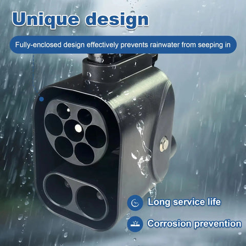 Heavy Duty CCS2 To CCS1 Fast Charger Adapter And EV Charging Converter with 250kW DC Output, waterproof design with rain protection.