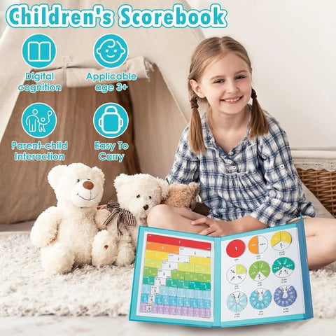 Girl using Hands-On Fraction Learning Kit With 103 Magnetic Fraction Tiles And Circles From One Half To One Twelfth