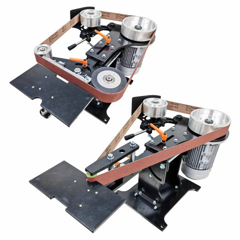 Heavy Duty Belt Sander With Variable Speed And Flip Orientations showcasing motor and sanding belt for woodworking projects