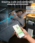 Person using Ultimate HPA300 Air Purifier Filter Replacement Kit With 6 True Main Filters And 8 Pre Cut Activated Carbon Pre Filters For HPA300 Series Compatible With HPA304 HPA5300 HPA8350 Cleans Odors Smoke VOCs Fast in a bedroom with noise reduction feature.