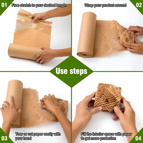 Step-by-step use of Packing Paper For Moving And Shipping, 12 Inch By 200 Foot Wrapping Paper For Glassware And Fragile Items