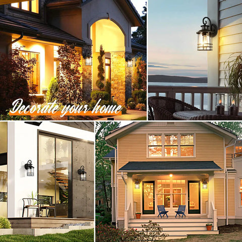 2-Pack Motion Sensor Outdoor Wall Sconces With Dusk To Dawn Photocell illuminating entryways, porches, and garages at night