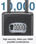 Large Key Lock Box With Resettable Combination Lock showing 4-digit code and 10,000 combinations for security