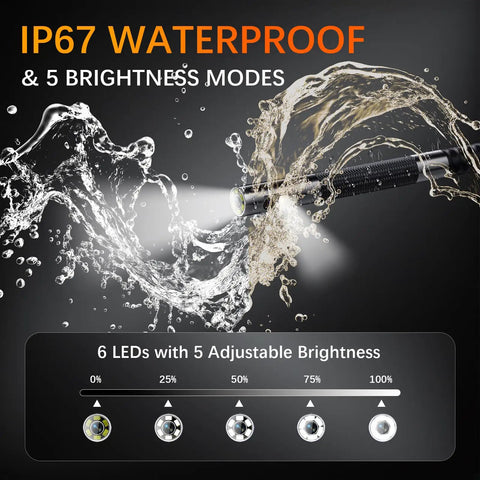 Dual Lens 360 Degree Borescope With Light, 5 Inch HD Monitor, 4 Way Joystick Inspection Camera, Pro Grade Slim 0.25 Inch Probe, 5 Ft SemiRigid Industrial Endoscope For Automotive Maintenance And Mechanical Diagnostics, IP67 waterproof