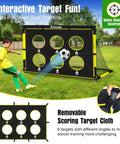 Two 6x4 Ft Portable Soccer Goals For Backyard Play With Detachable Scoring Target, ball and pump, training nets in use