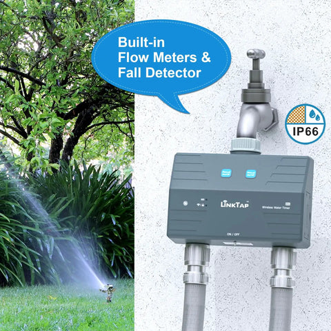 Two Zone Dope Smart Hose Timer And Gateway For Weather Based Irrigation with built-in flow meters and leak detector