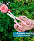 7.5 Inch Garden Shears Pruner Secateurs With Integrated Stab Remover For Flowers Roses Bonsai Pruning Scissors Florist Grade Green Thumb Friendly Ergonomic Pink Hand Tool For Easy Garden Snips And Plant Care