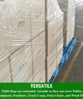 Battle Tested Heavy Duty Clear Pallet Covers 78X155 Inch 2Mil Polyethylene on blue pallet protecting cargo.