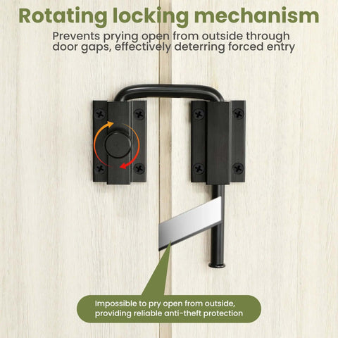 4 Inch U Bolt Door Loop Lock Heavy Duty Security Latch black anti theft privacy bolt installed on wood door