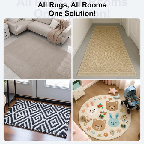 Different rug types on hardwood floors with 12 Pack Rug Tape Gripper For Hardwood Floors Double Sided Reusable Under Rug Tape.