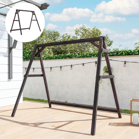 Heavy Duty A Frame Wooden Swing Stand With Reinforced Bars for Outdoor Porch, Garden and Yard Supports Up to 770 Lbs