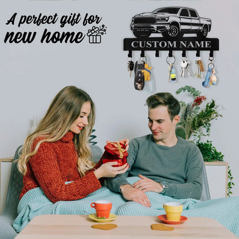 Dope Personalized Key Holder Wall Mount With Custom Name Heavy Duty Metal Car Key Rack And Hook Organizer above couple with gift