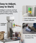 Straight Up Reliable Automatic Granule Filler Machine With Digital Scale Pro Level 304 Stainless Steel Powder Doser in use with foot pedal.