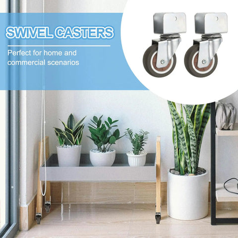 Heavy Duty 2 Inch Swivel Caster Wheels With Brakes, 4 Pack, shown on plant holder furniture