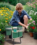 Person gardening with 2 Pack Garden Pouches For Kneeler And Outdoor Tool Storage Bags With Multiple Pockets Lightweight 600D Oxford Cloth