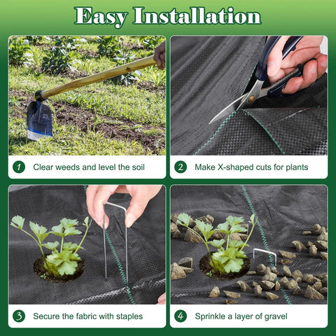 Steps for installing Heavy Duty Landscape Fabric Ground Cover For Gardening Weed Barrier Geotextile Mat 3.2 Oz 4 By 100 Ft