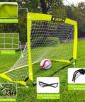 Go To Portable Backyard Soccer Goal Kit With 2 By 2.6 Ft Net, Ball, Pump, Ground Stakes And Carry Bag on grassy field