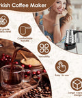 Turkish Coffee Maker 500ml Stainless Steel Pot With Folding Handle 5 To 6 Cup Capacity Electric Warmer Kettle for coffee brewing.