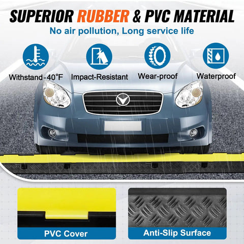 5 Pack Dual Channel Rubber Cable Protector Ramp Beefy For Indoor Outdoor Use Heavy Duty Hose And Wire Cover 12000 Lbs Per Axle Capacity