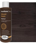 Superior Water Based Walnut Wood Stain Ultra Fast Drying Low Odor Plus Non Toxic Formula For Indoor Outdoor Furniture Renovation Dead Simple Application Mess Free Finish in a bottle next to dark wood.