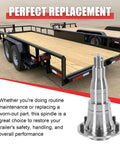 Ez Lube Trailer Spindle 42 With 5 Bolt Flange, shown with flatbed trailer, ideal for 5200 to 7000 lb axles, 2 pack