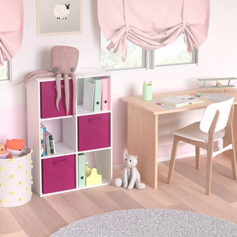 Six Cube Storage Organizer Bookshelf Dope Cube Shelves Set For Home Office Or Bedroom Versatile Stackable Unit in kids room