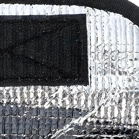 Close-up of Insulated Hydration Bladder Bag for Outdoor Adventures, silver 600D Oxford fabric, showing texture and material
