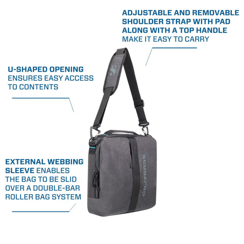 Durable Scuba Gear Bag With Adjustable Shoulder Strap And Top Handle For Travel And Dive Days, featuring rainproof zippers.