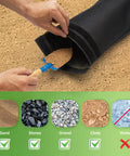 Fillable Black Sand Bags 2 Pack 44 Lbs Each For Umbrella Bases And Patio Furniture Weights Waterproof 800D Oxford Cloth Construction Heavy Duty Sand Bags For Outdoor Cantilever Umbrella Stands Without Sand showing filling process with blue shovel