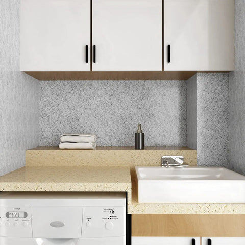 Modern kitchen with Peel And Stick Granite Countertop Contact Paper 15.7 Inch Wide By 354 Inch Long Self Adhesive Vinyl Waterproof