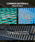 Heavy Duty Outdoor Garden Bench With Thermoplastic Coated Slatted Steel Industrial Grade Construction showing metal types used