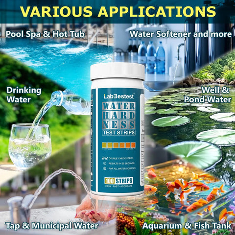 Dual Pad Hard Water Test Kit For Home Use With Lab Quality Results No Lab Visit Easy To Use And Great For Softeners Appliances And Showers For Home Water Needs And Easy Maintenance, 100 strips bottle