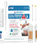 Top Notch Drinking Water Test Kit No Sweat Diy Snap Checks Lead Bacteria Mold Ph Near Lab Accuracy Solid Results For Us Homes showing test tubes and instruction pack.